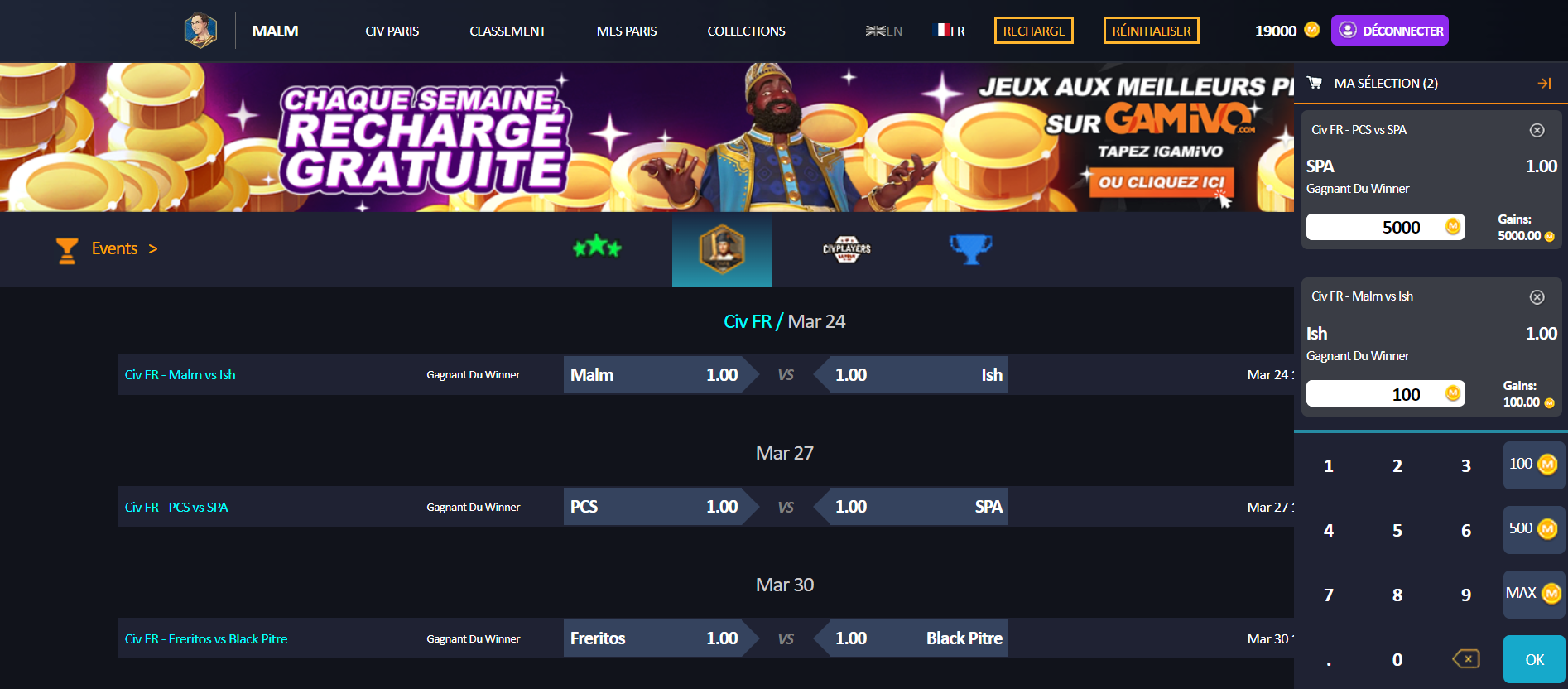 screenshot of civfr betting webapp